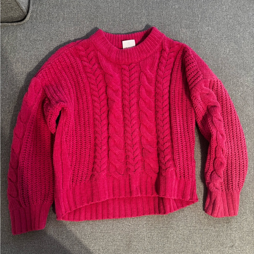 Abercrombie Kids Vibrant Pink Cable Knit Sweater